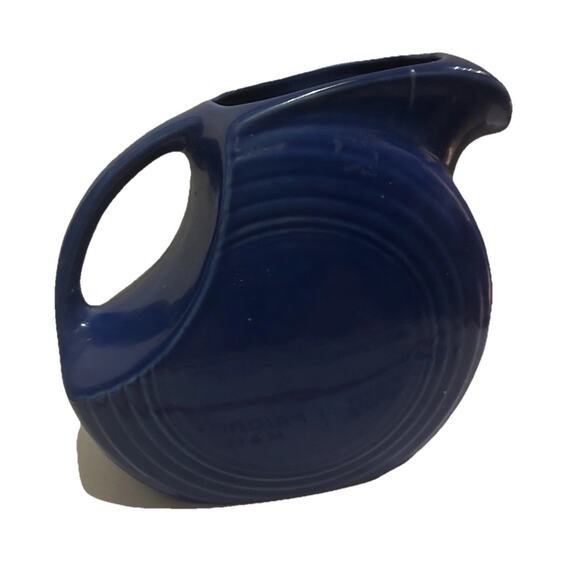 Vintage Fiesta Cobalt Blue Disc Water Pitcher Full Size Homer Laughlin - Picture 7 of 13
